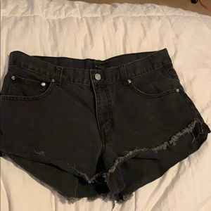 Black denim shorts